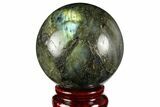 Flashy, Polished Labradorite Sphere - Great Color Play #158005-1